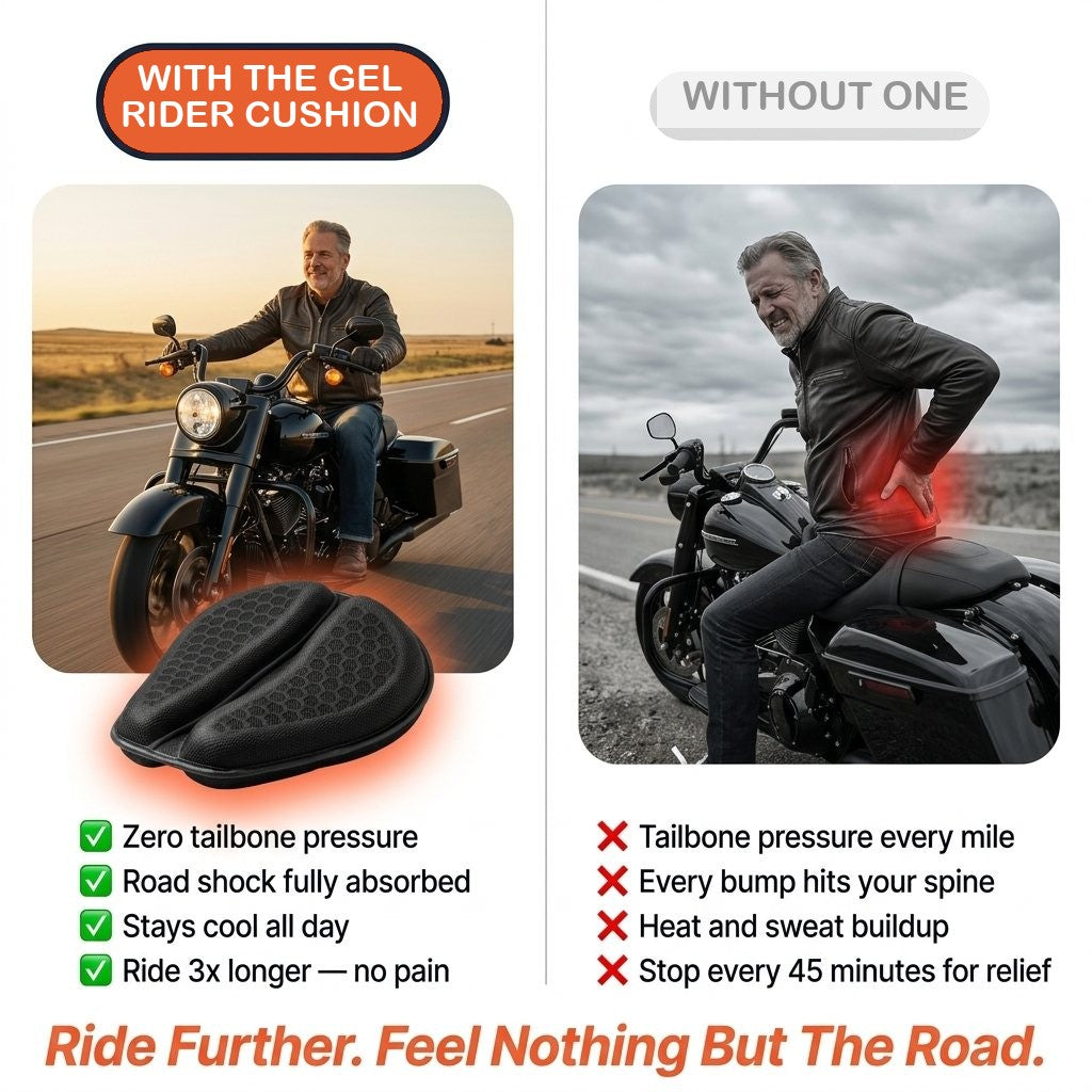 With the gel rider cushion versus without