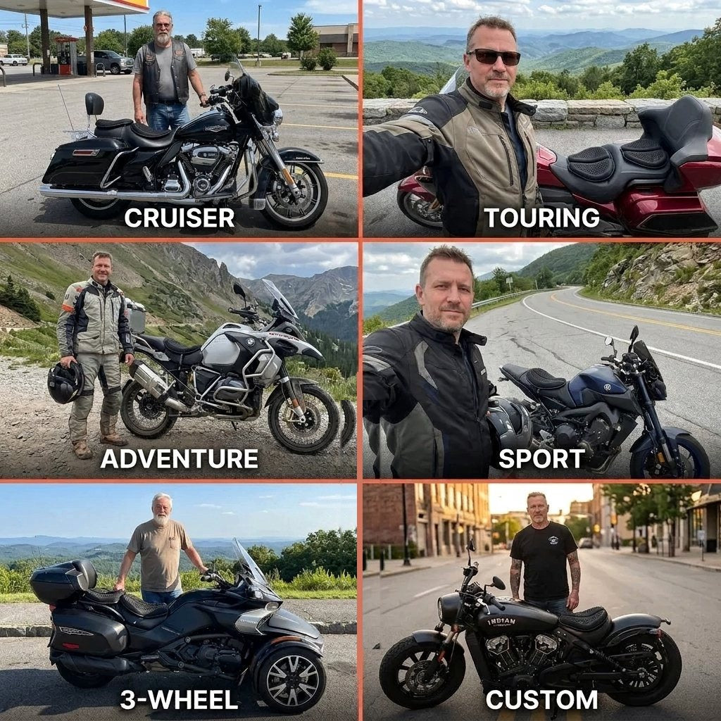 Cushion strapped to different motorcycle seats